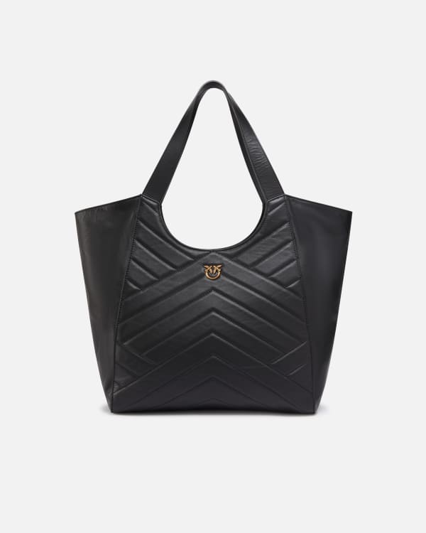 Quilted leather shopping bag with double handles PINKO Achete en ligne