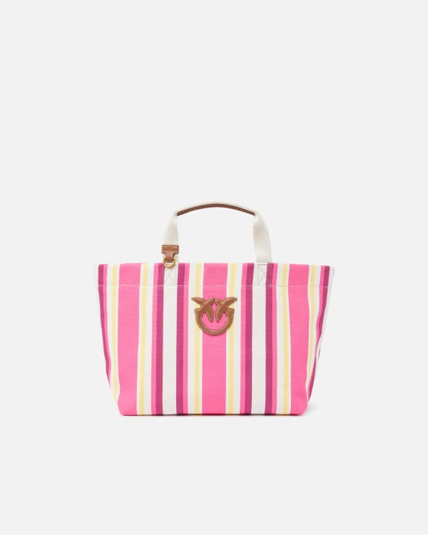 トートバッグ PINKO SS25 Shopping medium stripes (104753A2G5 AE7Q) Medium shopper bag in striped canvas PINKO → Shop Online