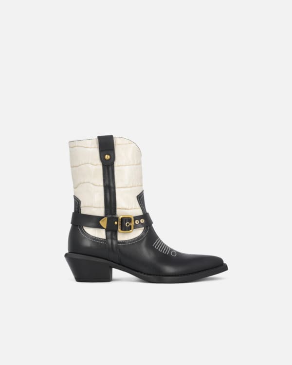 Botas vaqueras bicolores de piel