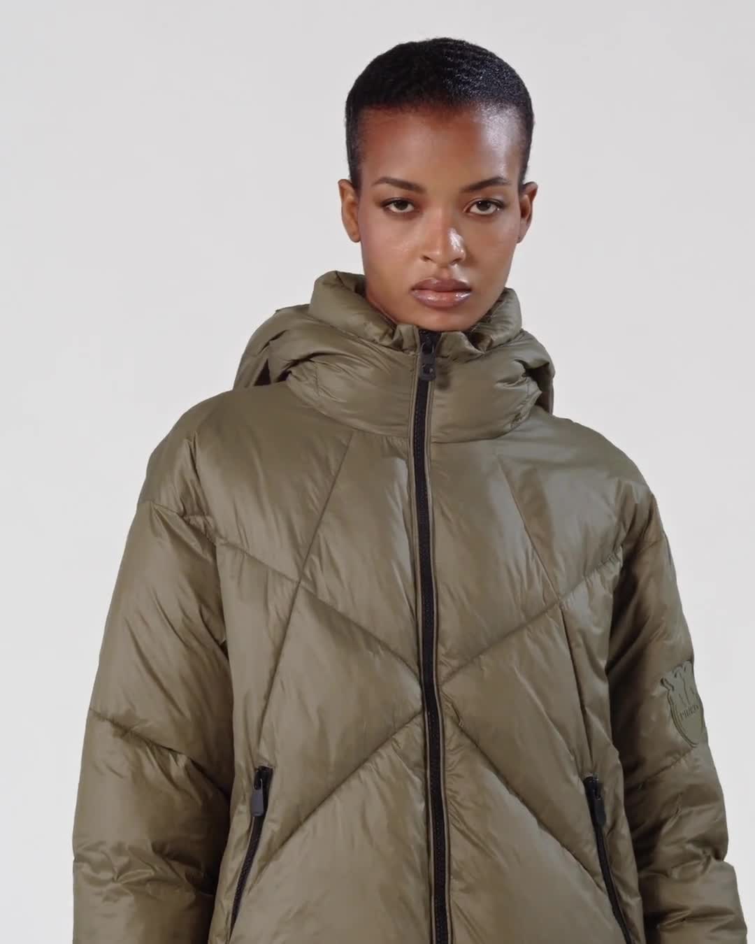 Technical canvas padded puffer jacket with hood PINKO