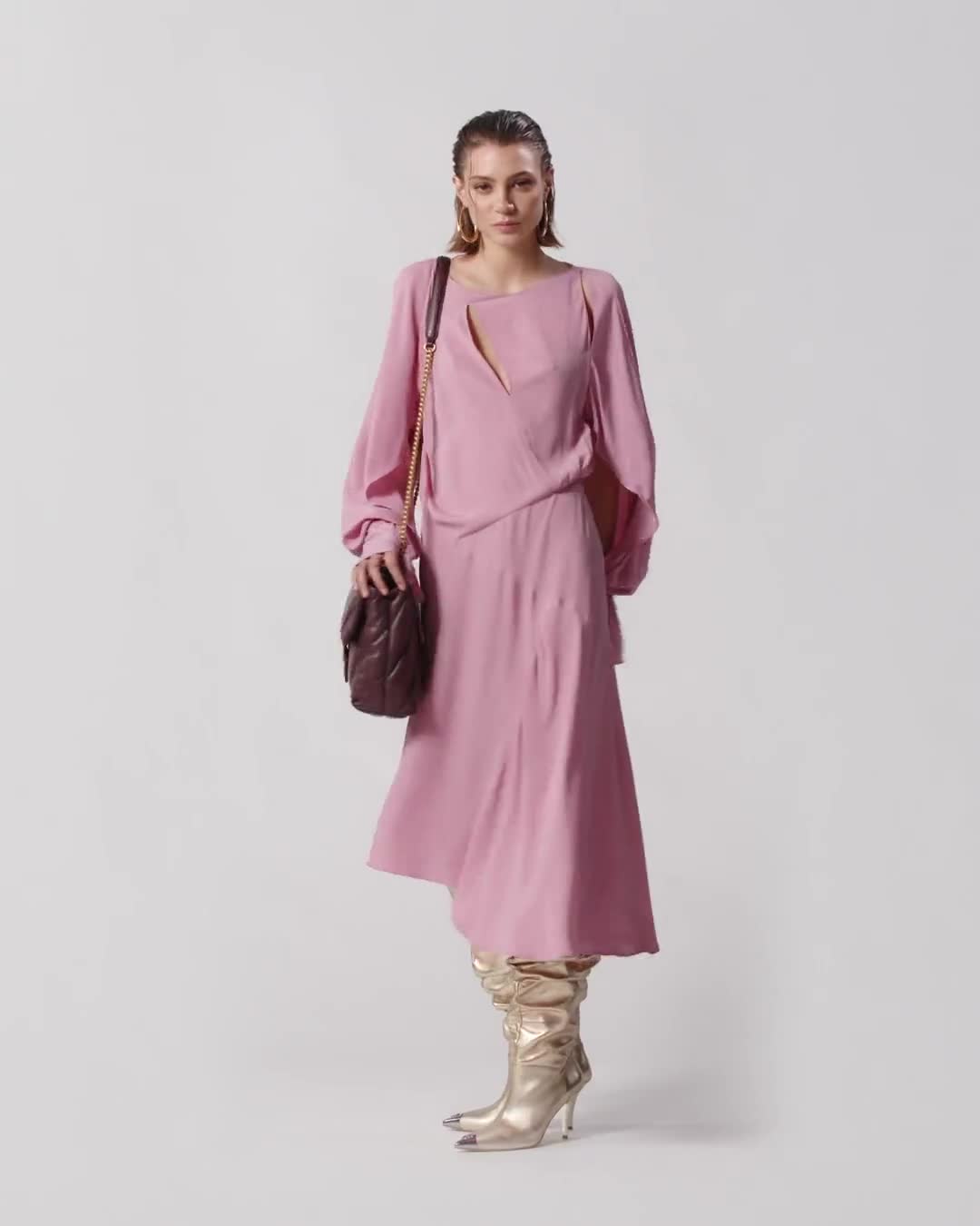 Asymmetric crepe midi dress PINKO → Shop Online