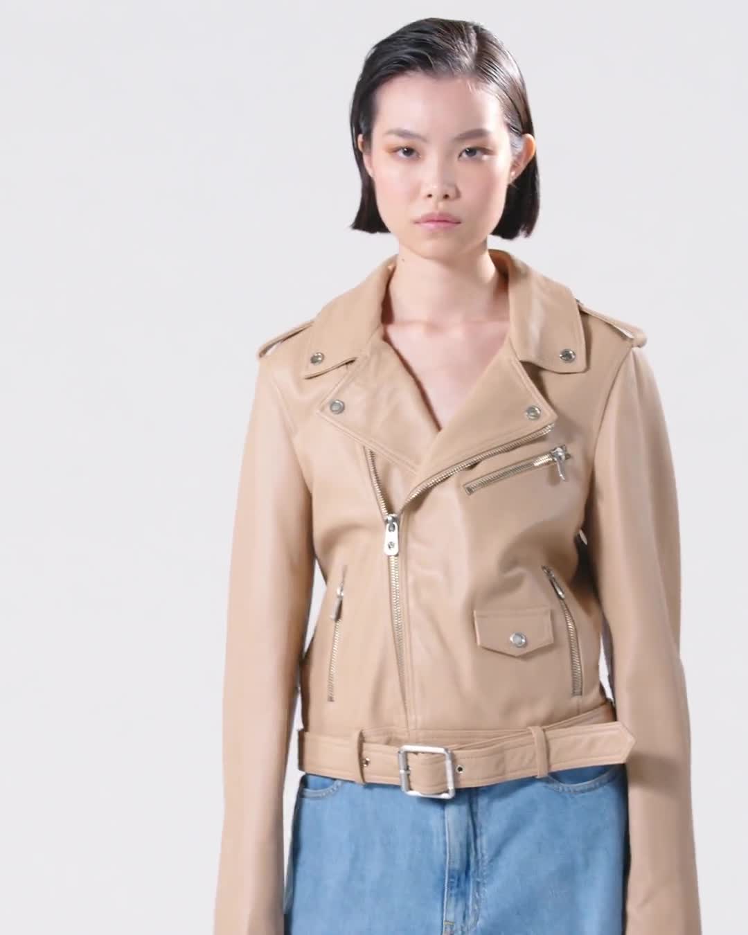 ジャケット PINKO Woman Jacket Brown 103897A21L M04 Soft nappa leather biker jacket PINKO → Shop Online