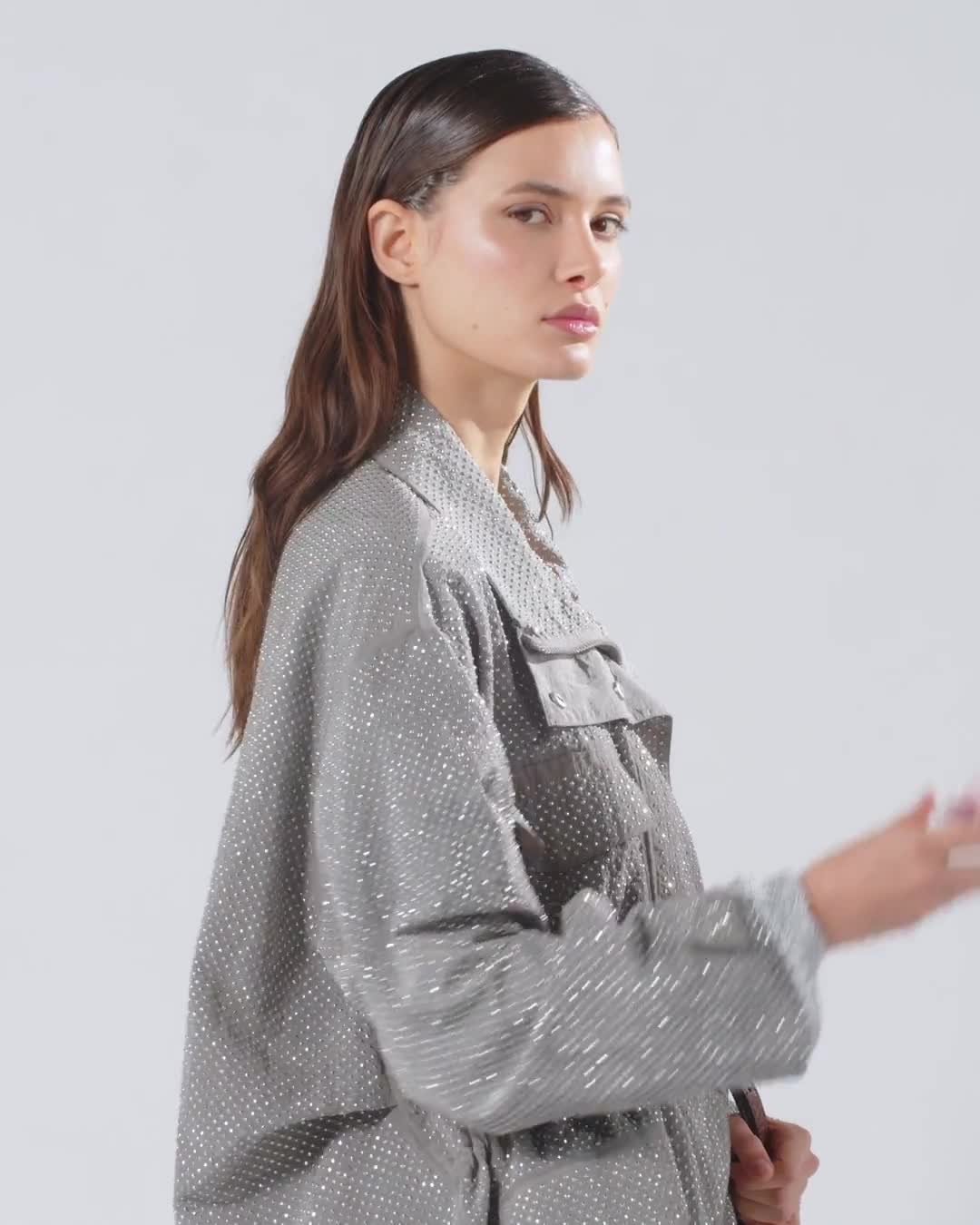 Technical parka with rhinestone-effect mini studs PINKO