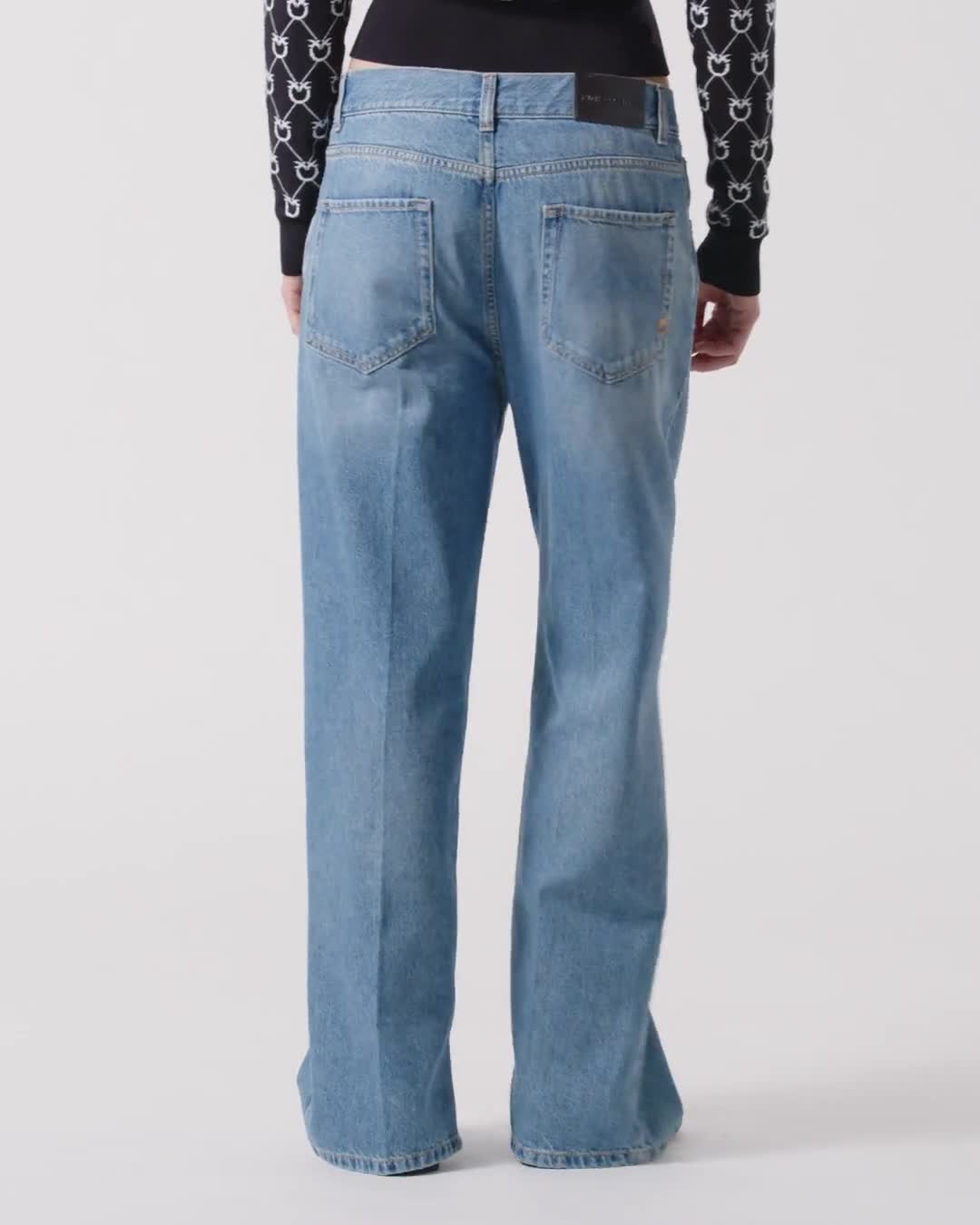 パンツ PINKO Women Straight Pants 103235 A213E28 Blue Wide-leg jeans with front crease PINKO → Shop Online