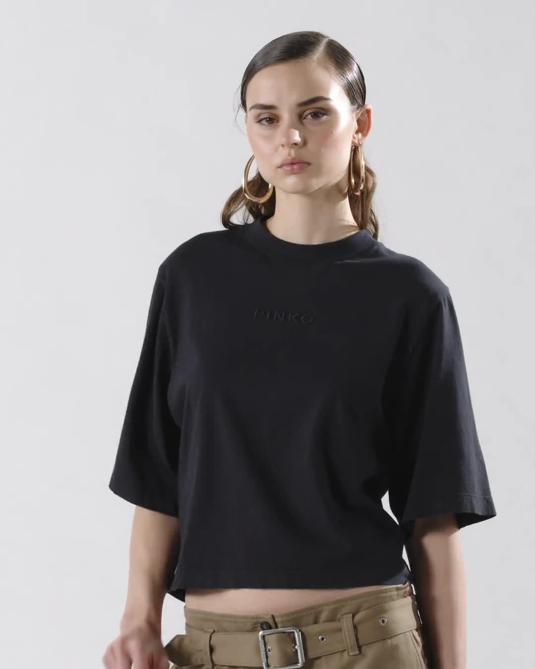 パンツ PINKO Woman Pants Grey 104661A2EG U95 Slouchy cargo trousers with belt PINKO → Shop Online