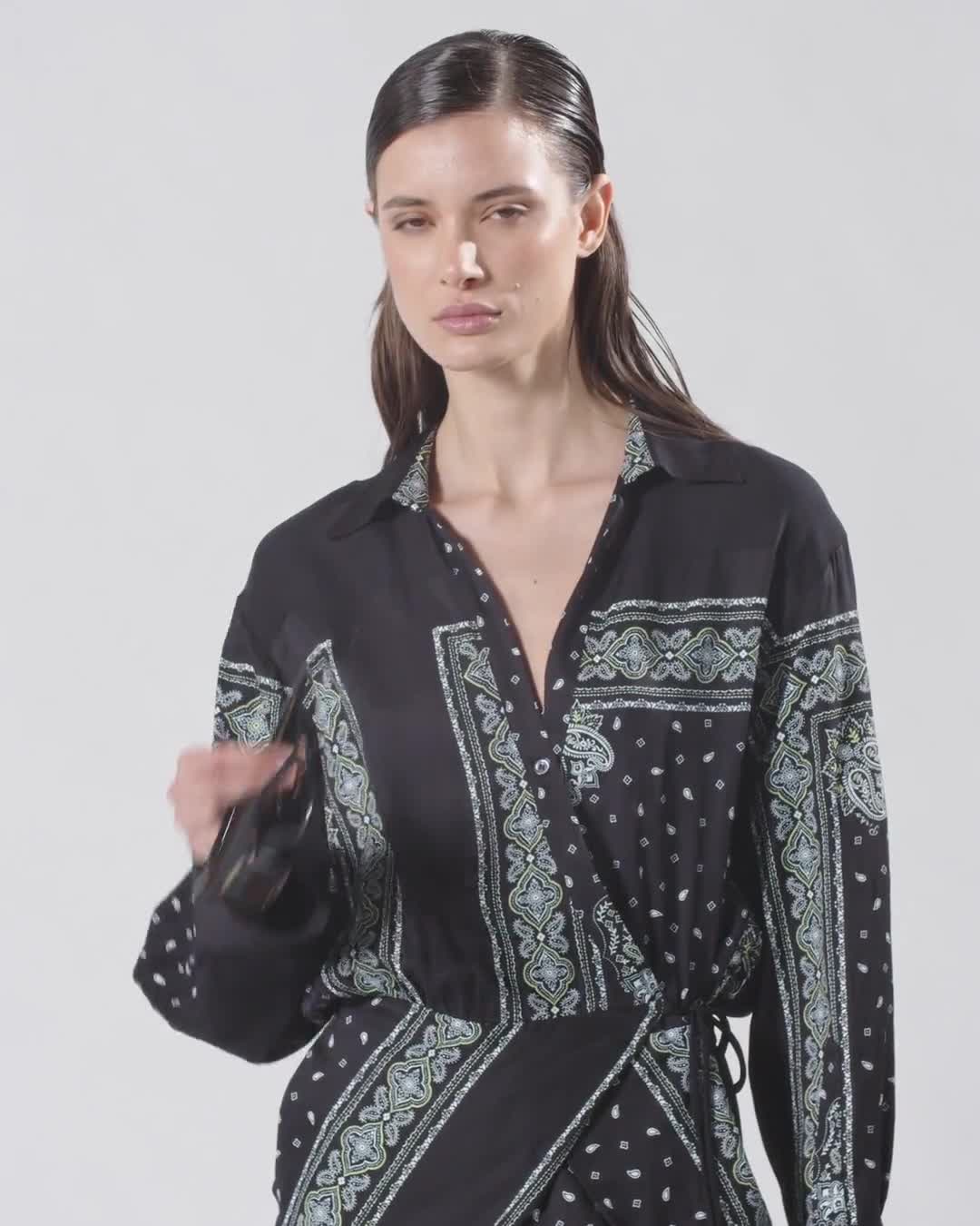 ワンピース PINKO Woman Dress Black 104665A2CK Z1T Mini shirt dress with bandana print PINKO → Shop Online