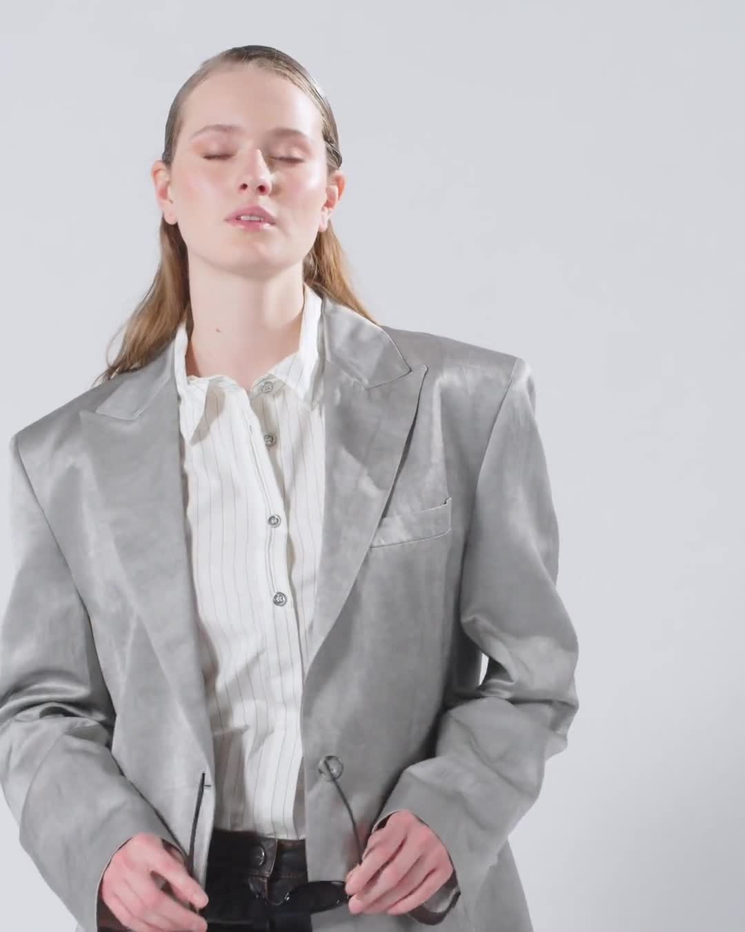 アウターその他 PINKO Woman Blazer Pearl 104716A2BP I53 Single-breasted slub satin blazer PINKO → Shop Online