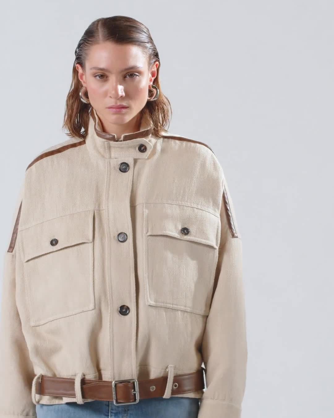 Blouson jacket with leather-effect edging PINKO → Shop Online