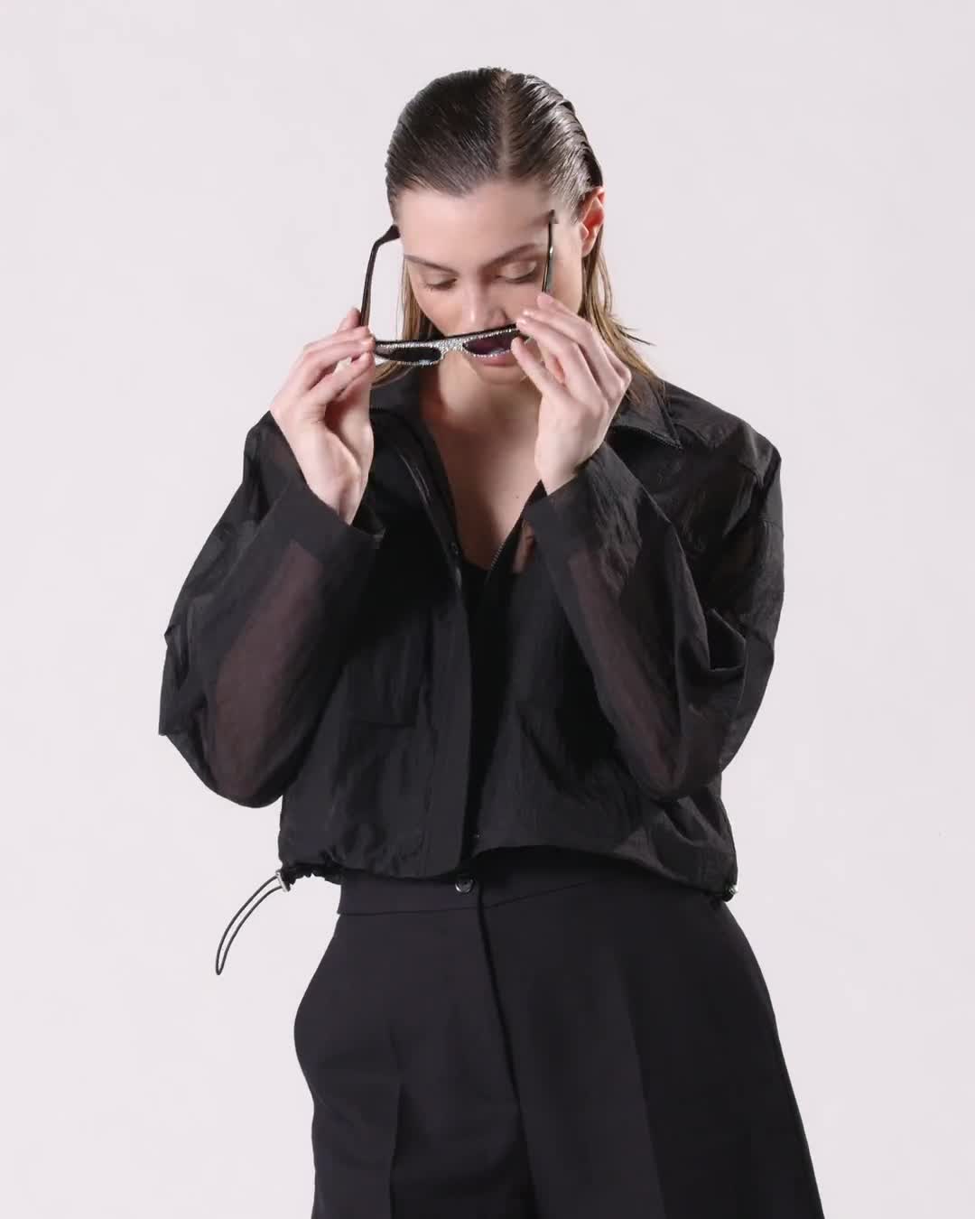ジャケット SHORT JACKET IN TECHNICAL FABRIC WITH ORGANZA EFFECT Short jacket in technical organza-effect fabric PINKO