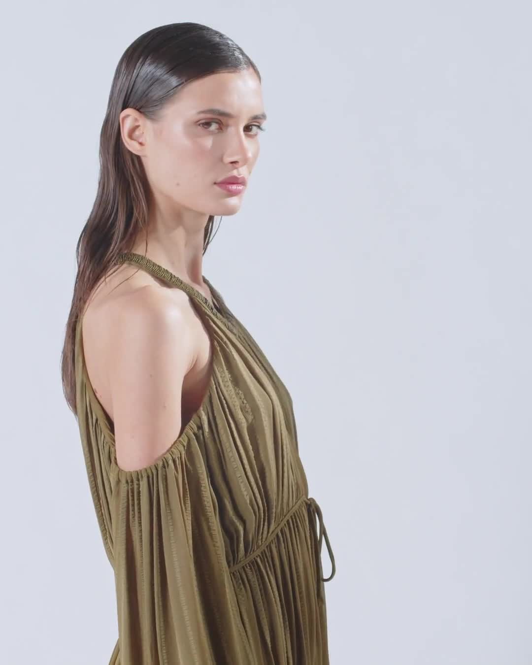 ワンピース PINKO Woman Dress Green 104848A2GY X26 Open-shoulder long dress with bead embroidery PINKO → Shop