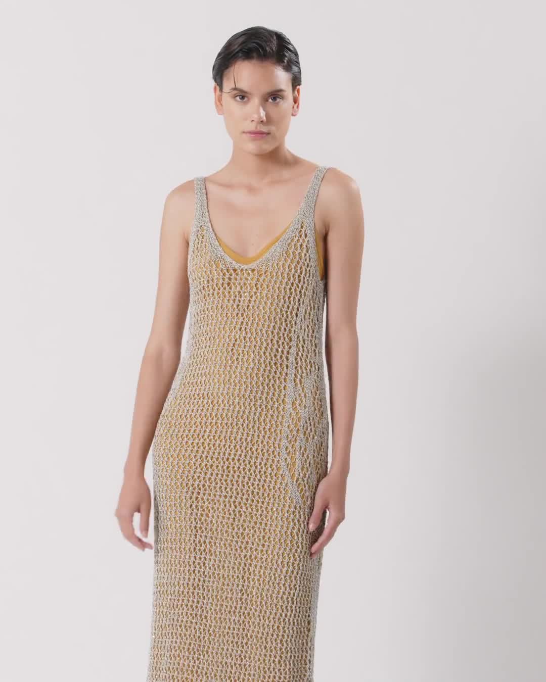 オールインワン・サロペット Pinko Mesh Openwork Dress With Mermaid Skirt 104889A2FB-ZZ4.jpg