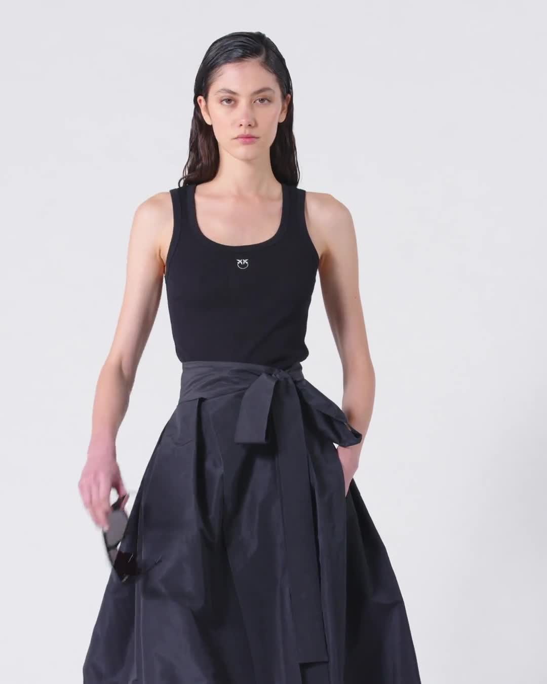 スカート PINKO BARBAGIANNI WIDE SKIRT WITH BOW PINKO Barbagianni Maxi Skirt | Black | FARFETCH