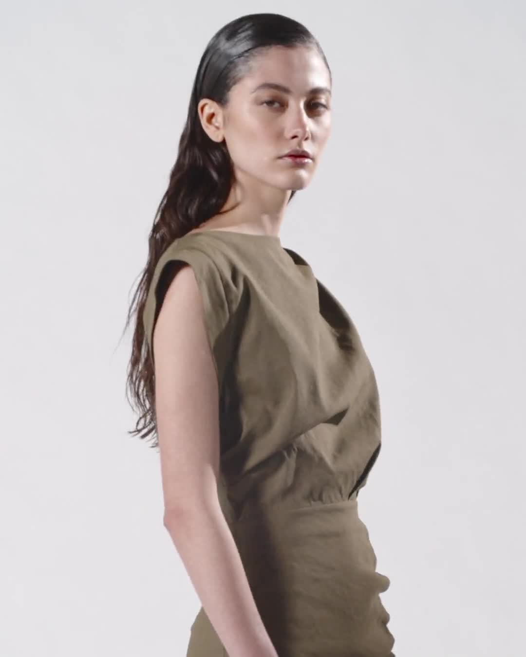 Buttoned sleeveless linen dress PINKO → Shop Online