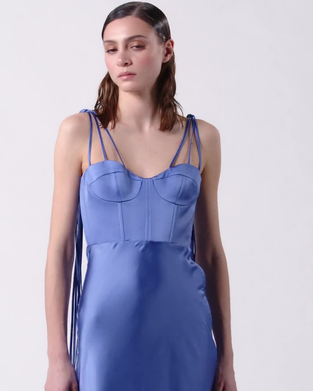 ワンピース PINKO Woman Dress Blue 104996A2GZ G48 Long, elegant glossy satin dress PINKO → Shop Online