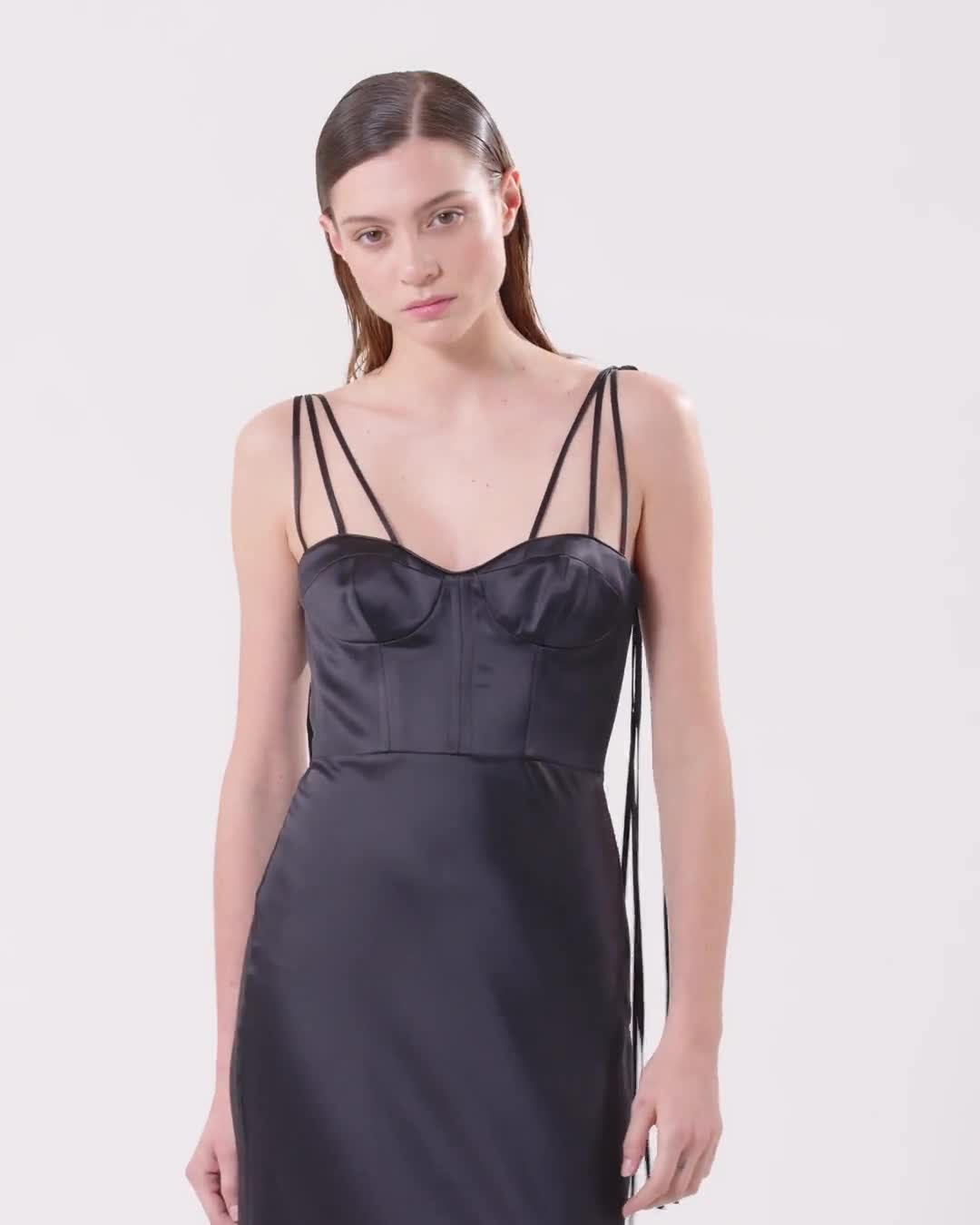 ワンピース PINKO Woman Dress Black 104996A2GZ Z99 Long, elegant glossy satin dress PINKO → Shop Online