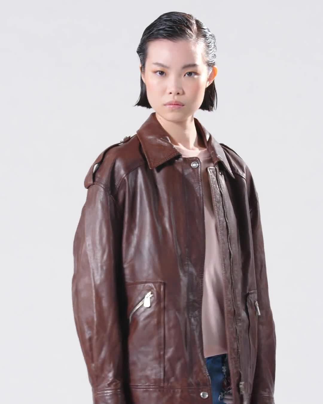 〈PINKO〉Washed leather jacket with collar（関税込み） Washed leather jacket with collar PINKO → Shop Online