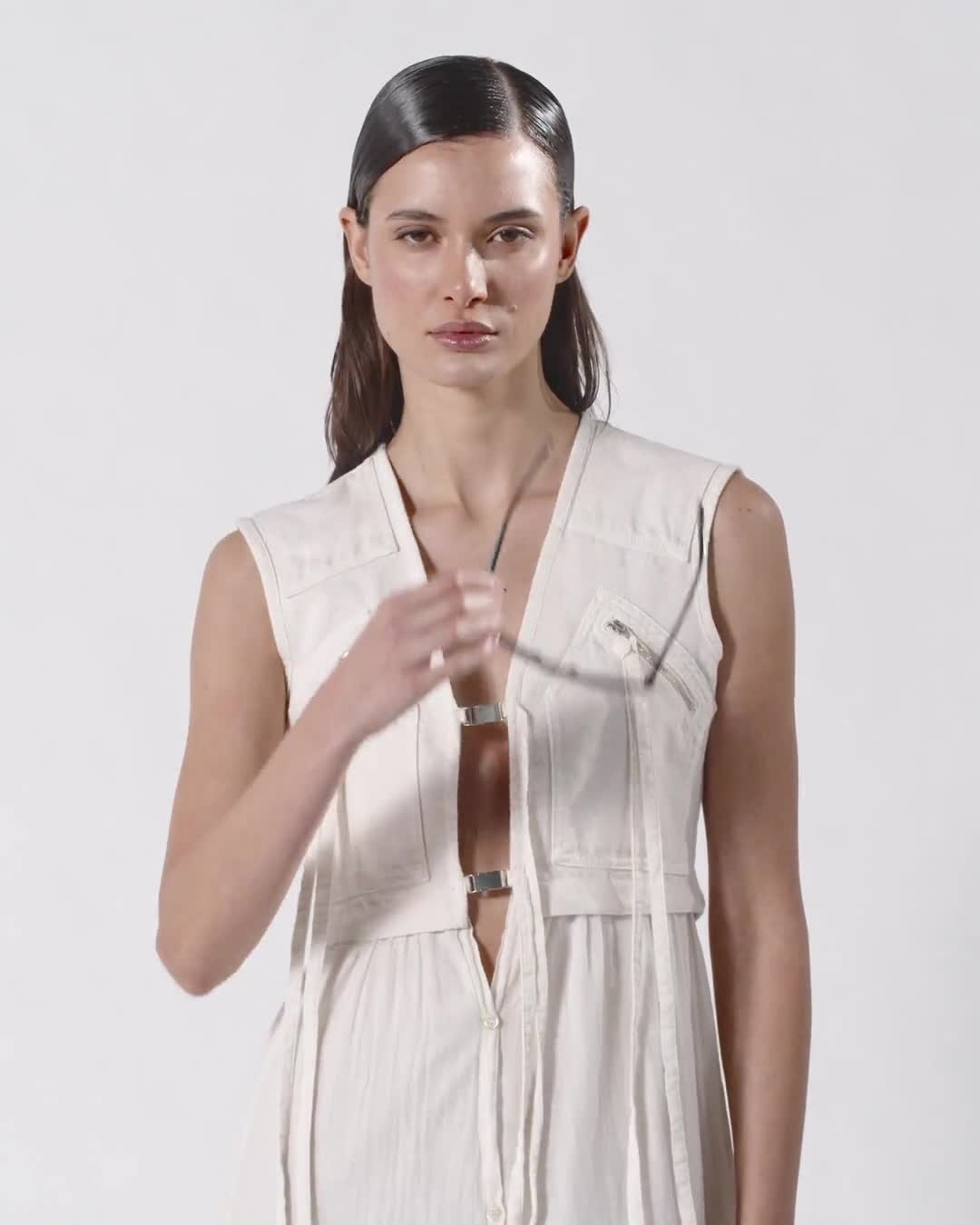 Long cotton dress with utility-style vest PINKO → Shop Online