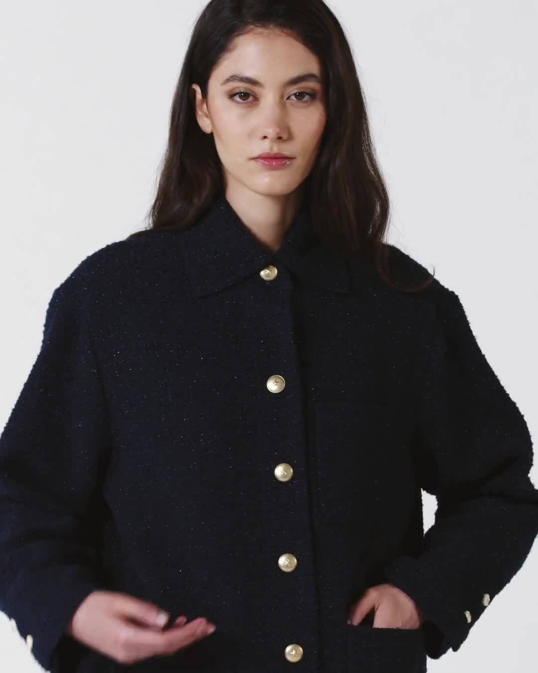 PINKOOversized patterned tweed jacket →在线购买