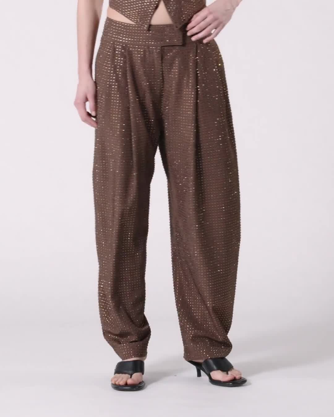 Fully rhinestoned wide-leg trousers PINKO → Shop Online