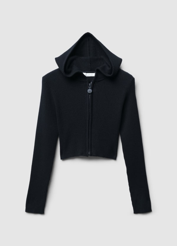 Cardigan con cappuccio e zip