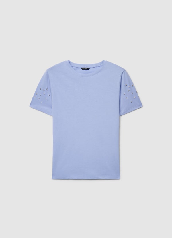 T-shirt con maniche strass