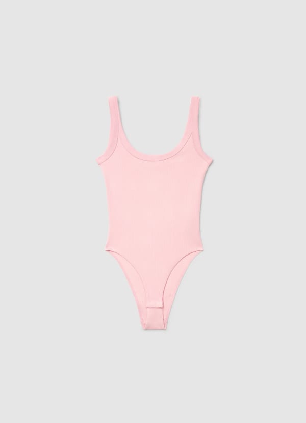 Body a costine con scollo ampio