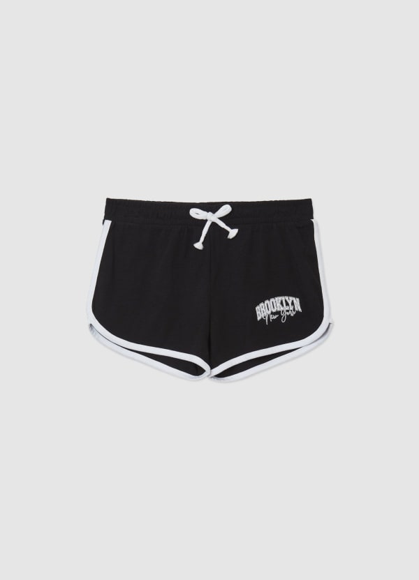 Shorts ginnici con profili e scritta