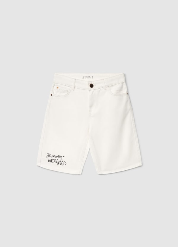 Pantaloncini tinta unita con scritta