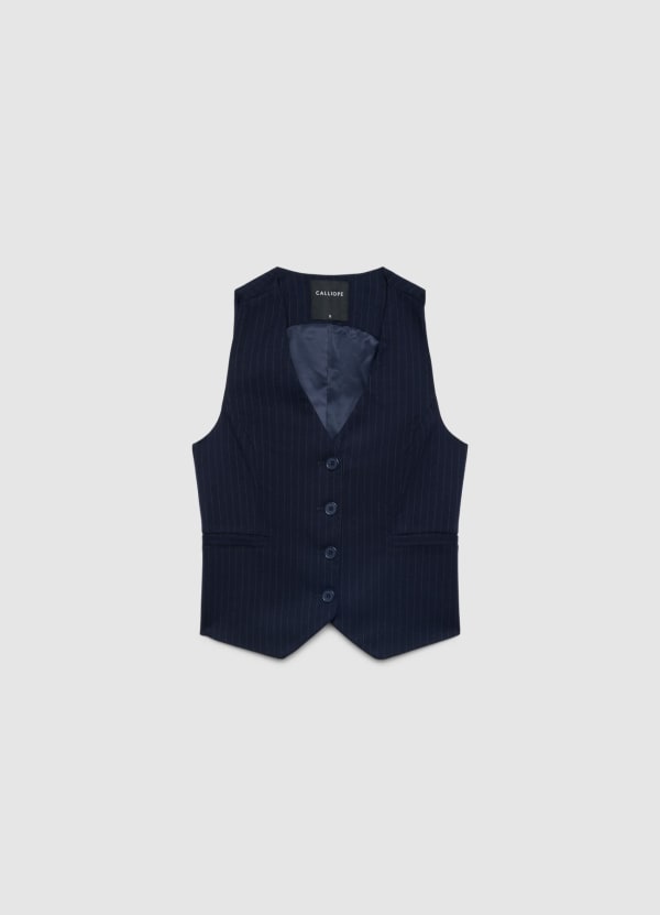 Gilet gessato con bottoni
