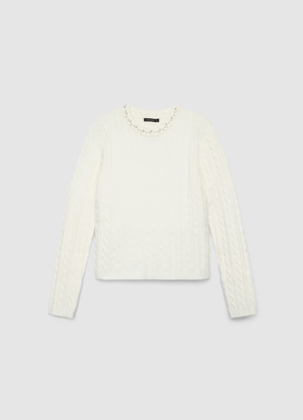 Maglia a trecce con perle