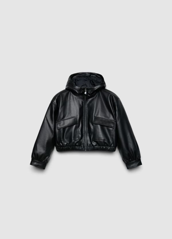 Bomber con cappuccio e zip