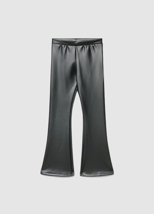 Leggings a zampa effetto pelle