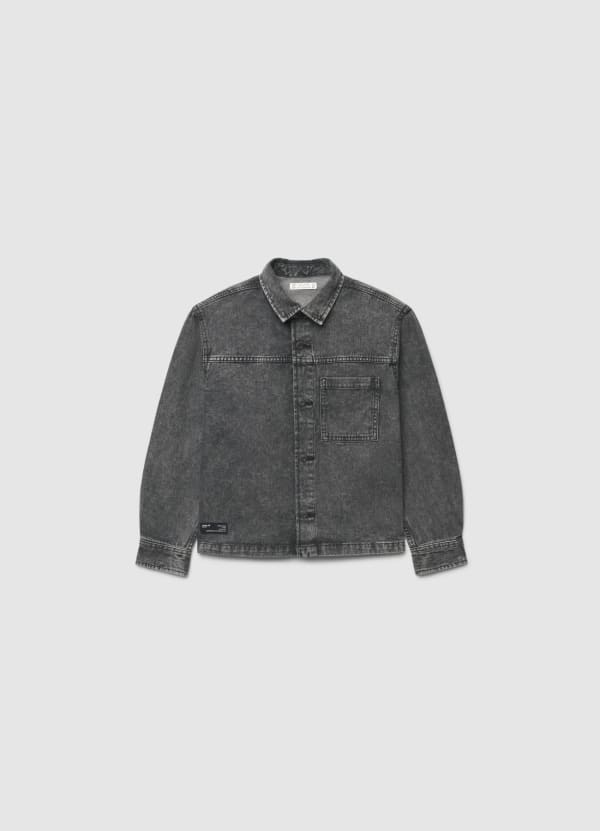 Giubbino in denim con stampa lettering
