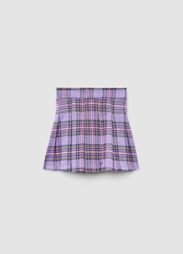 Gonna miniskirt a quadri con elastico in vita