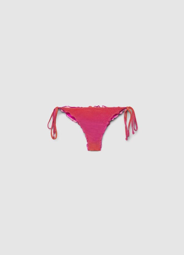 Slip bikini brasiliana laccetti ed effetto luccicante