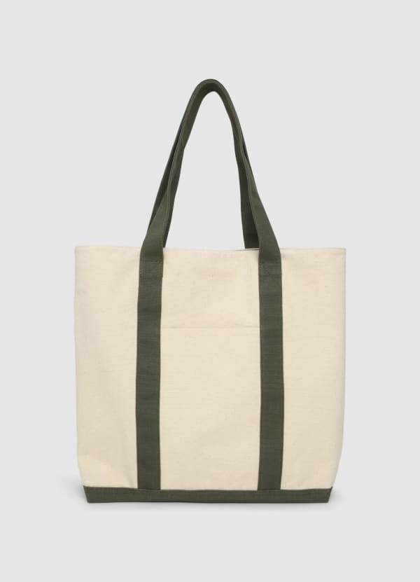 Shopper canvas tinta unita con tasca frontale