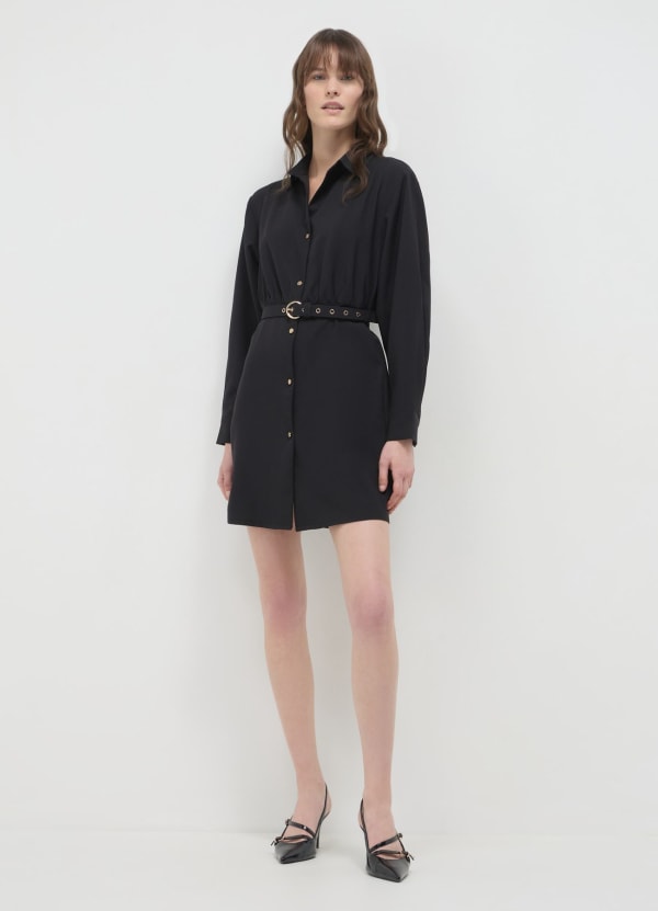 Vestito corto chemisier con cintura