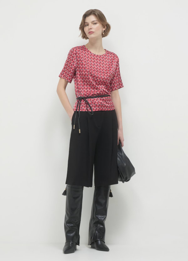 Camicia simil satin fantasia
