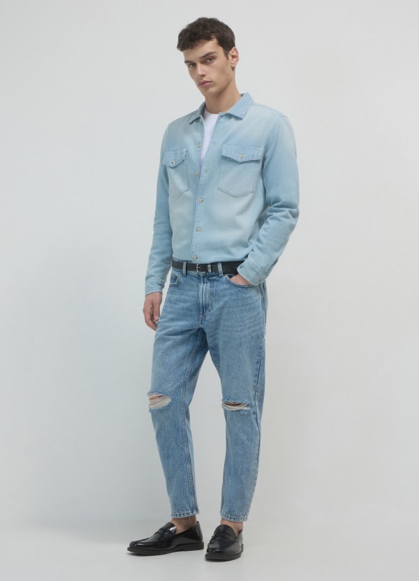 Jeans cropped con strappi