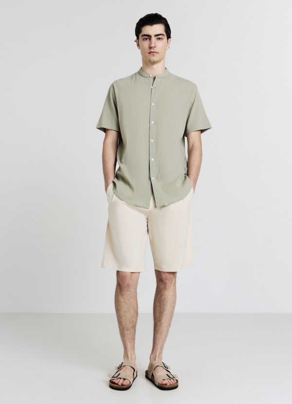 Camicia coreana cotone crinkle
