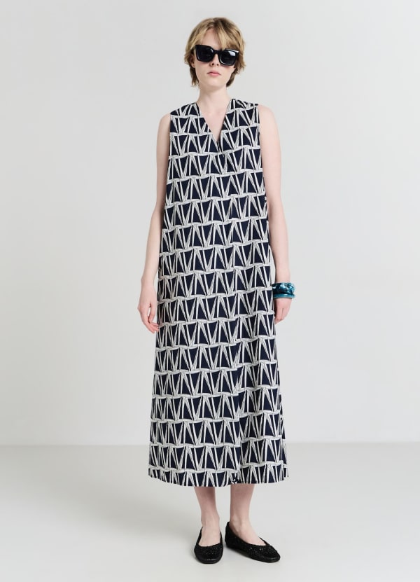Vestito smanicato fantasia bicolor
