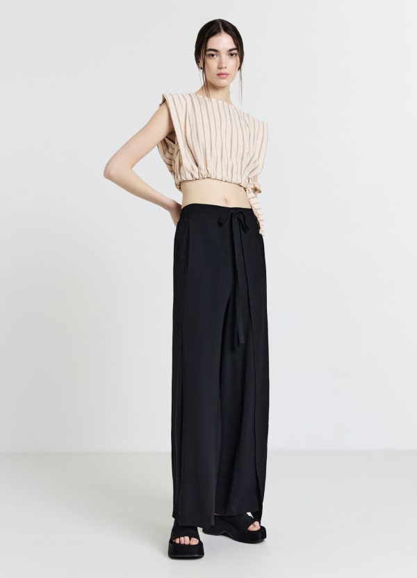 Pantalone con pannelli tinta unita