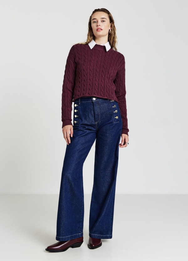Maglia crop con trecce