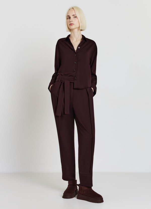 Pantaloni con cintura a fiocco