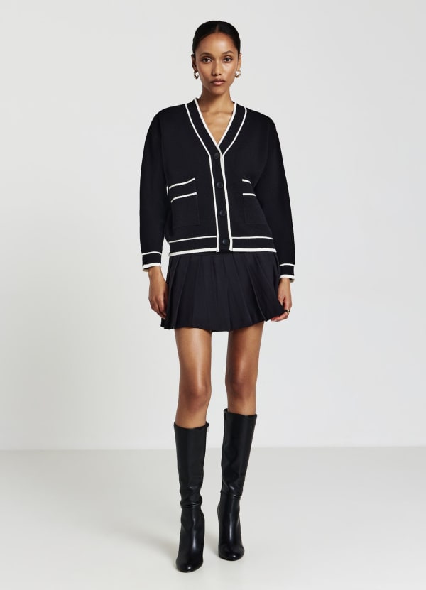 Cardigan con profili a contrasto