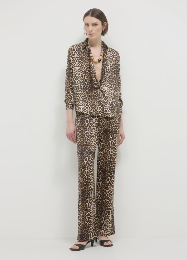 Camicia simil satin animalier