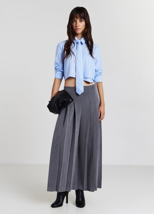 Camicia crop a righe cravatta