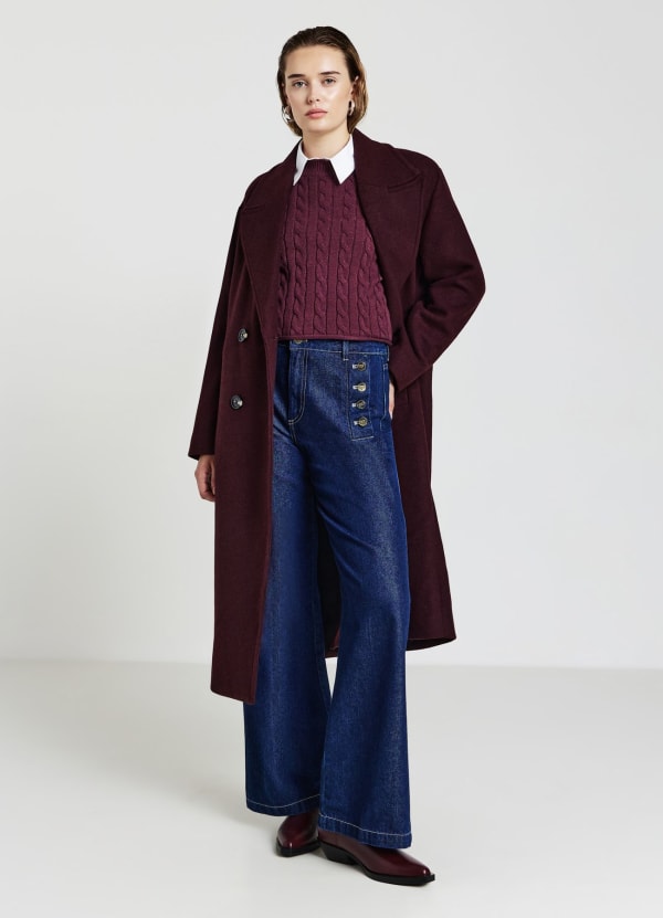 Jeans palazzo con bottoni