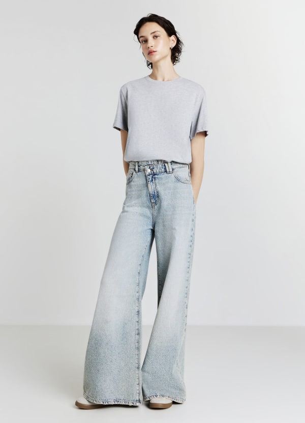 Jeans wide leg effetto sabbiato