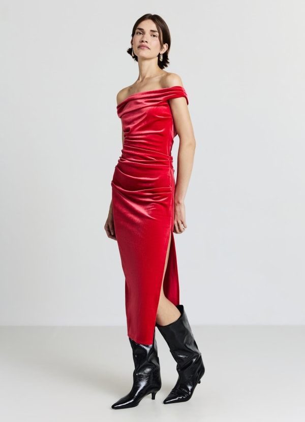 Vestito lungo con drappeggio